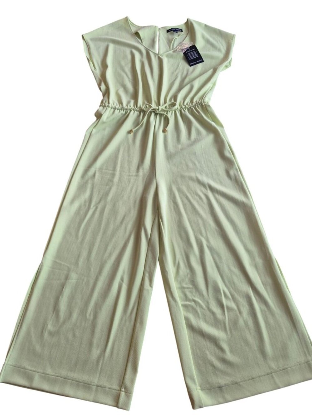 Boston Proper Beyond Travel Wide-Leg Jumpsuit Neon Green M